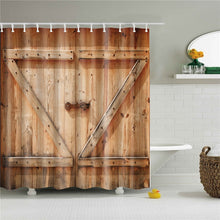 Load image into Gallery viewer, Polyester Fabric Bath Screen Shower Curtains Bathroom Curtain 3d Wooden Door Printed Waterproof Curtain for Home Decor