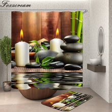 Load image into Gallery viewer, Jardin Zen garden shower curtain fabric 3d bathroom shower curtains Green curtain hooks waterproof water repellent bathroom