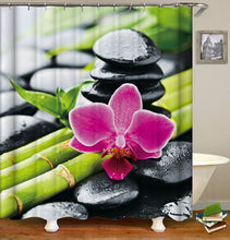 Load image into Gallery viewer, Jardin Zen garden shower curtain fabric 3d bathroom shower curtains Green curtain hooks waterproof water repellent bathroom