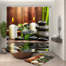 Load image into Gallery viewer, Jardin Zen garden shower curtain fabric 3d bathroom shower curtains Green curtain hooks waterproof water repellent bathroom