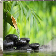 Load image into Gallery viewer, Jardin Zen garden shower curtain fabric 3d bathroom shower curtains Green curtain hooks waterproof water repellent bathroom