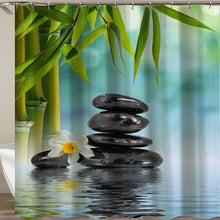 Load image into Gallery viewer, Jardin Zen garden shower curtain fabric 3d bathroom shower curtains Green curtain hooks waterproof water repellent bathroom